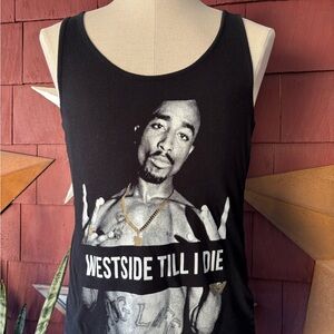 2Pac West Side Till I Die Urban Hip Hop Legend Racerback Tank Top Women’s Size L